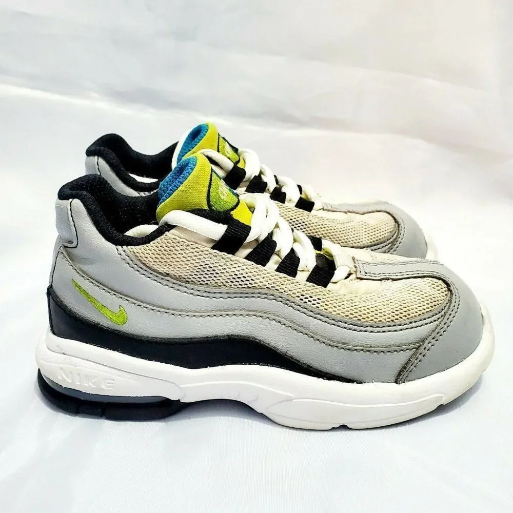 TODDLER NIKE LITTLE MAX AIRMAX 95 WOLF‎ GREY/CYBER/BLACK UNISEX 10c 905462-017
